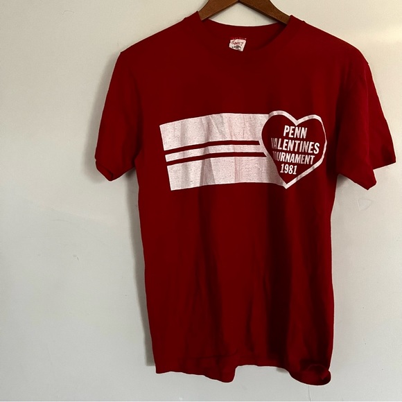 Vintage 1981 Penn Valentines Tournament Tee Retro Tee 1980s Red Tee - Picture 1 of 5